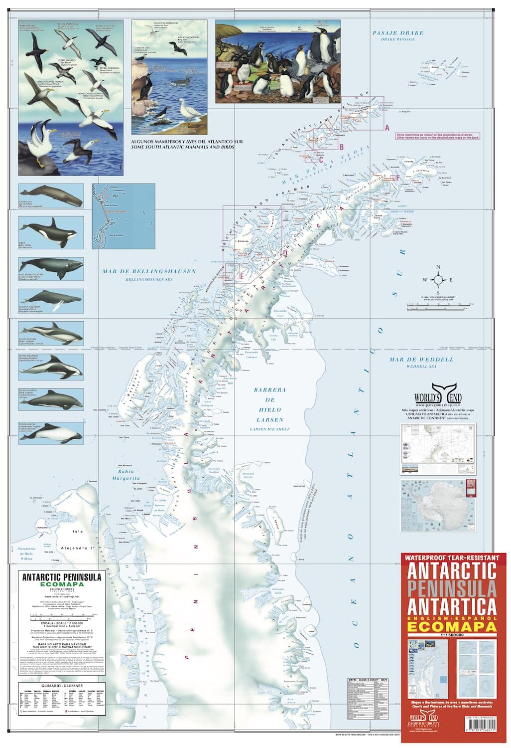 Péninsule Antarctique Ecomapa | Zagier y Urruty carte routière Zagier y Urruty 