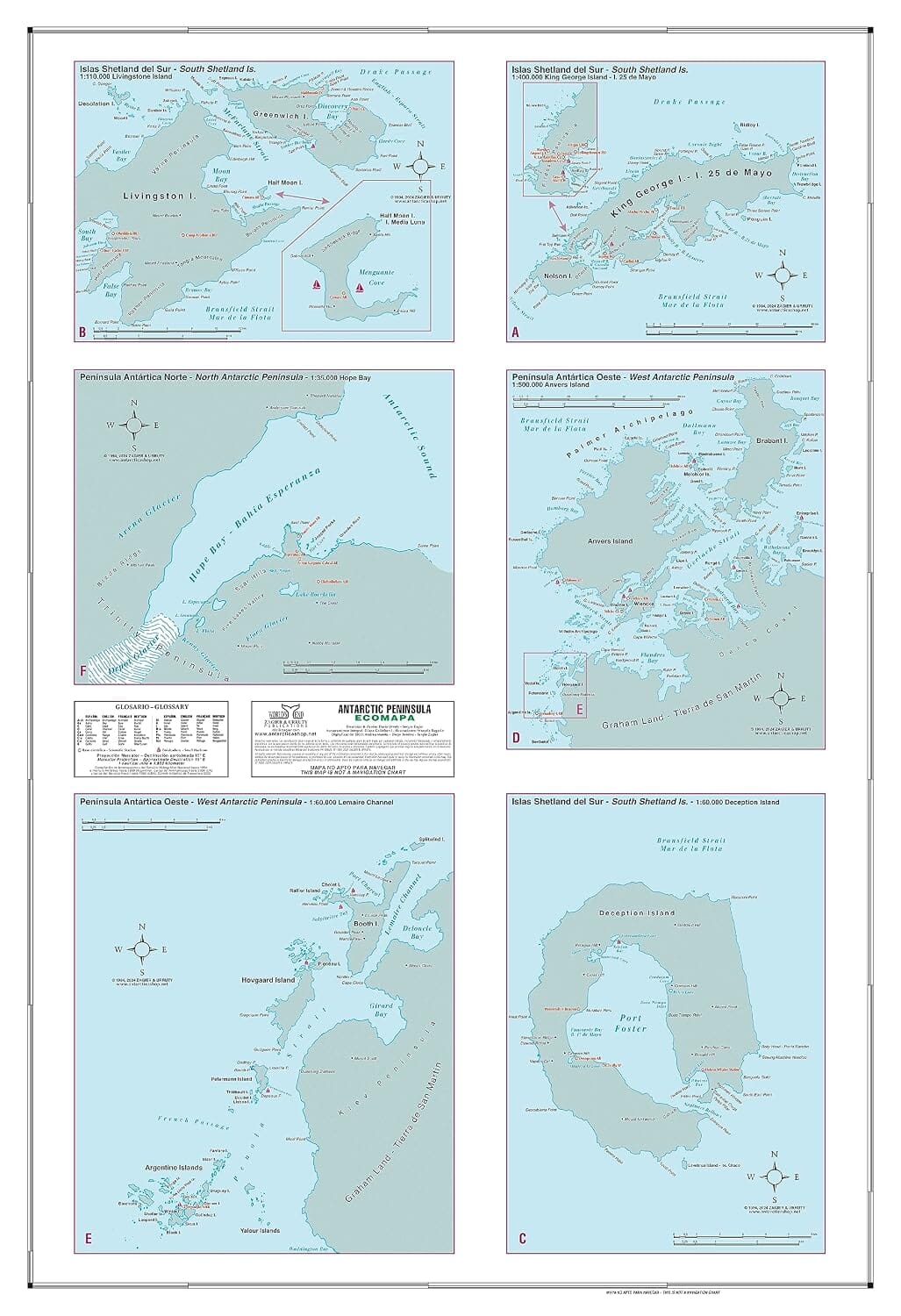 Péninsule Antarctique Ecomapa | Zagier y Urruty carte routière Zagier y Urruty 