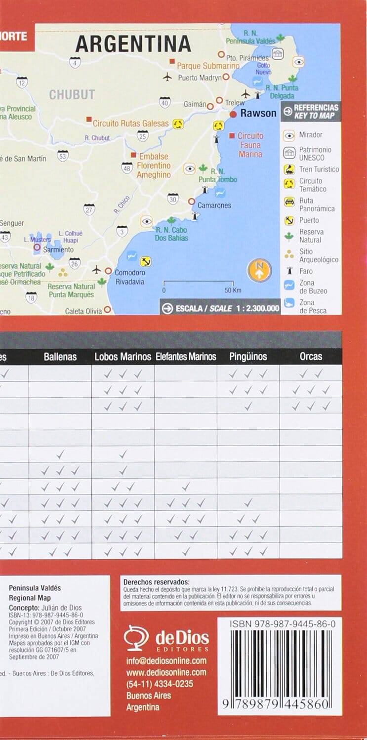 Péninsule Valdes, Argentine | deDios carte routière DeDios