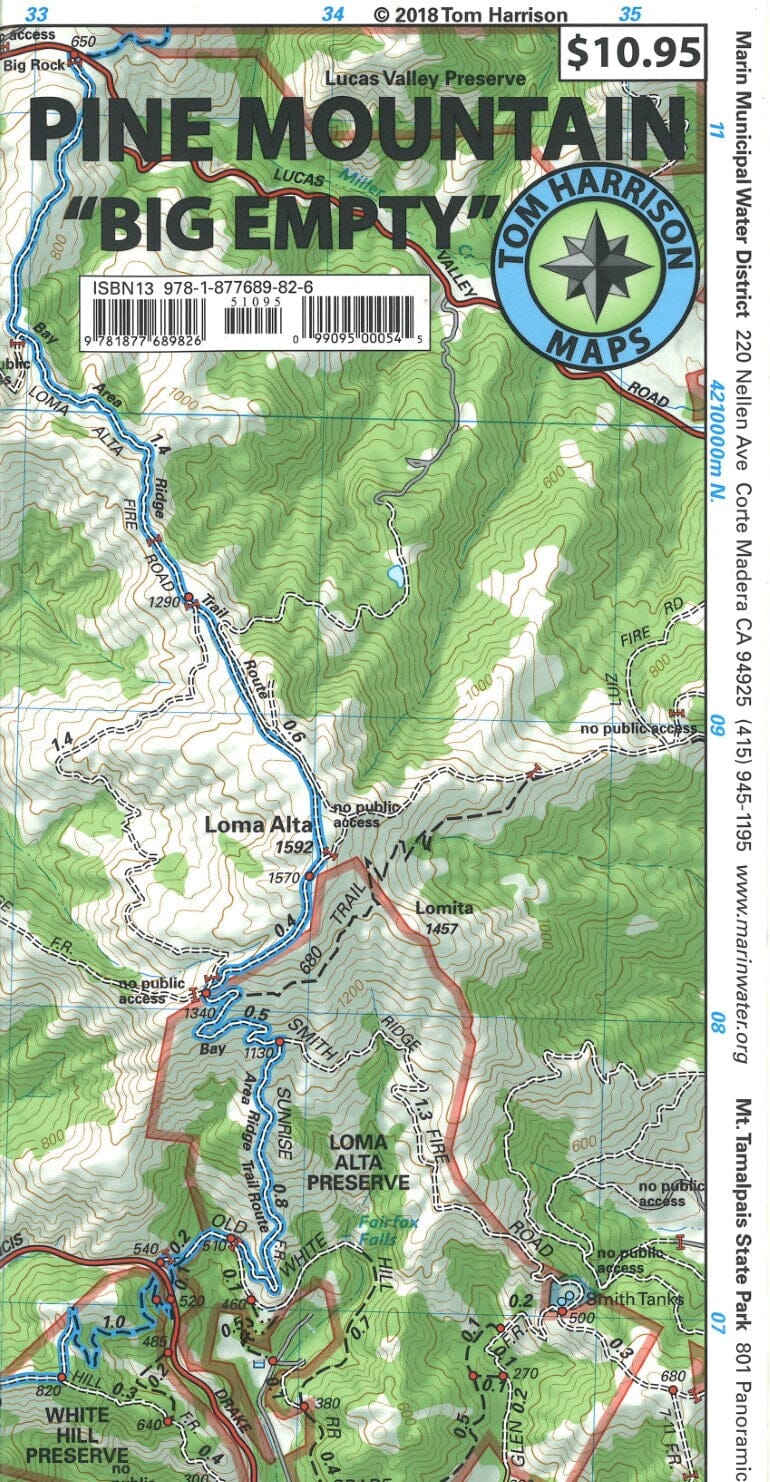 Pine Mountain, California Trails Map | Tom Harrison Maps carte de randonnée Tom Harrison Maps