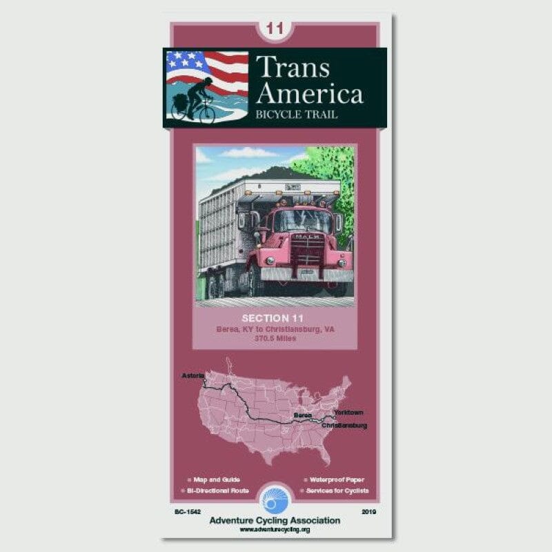 Piste cyclable Transamerica #11 : Berea, Kentucky - Christiansburg, Virginie Adventure Cycling Association | Adventure Cycling Association carte cycliste Adventure Cycling Association