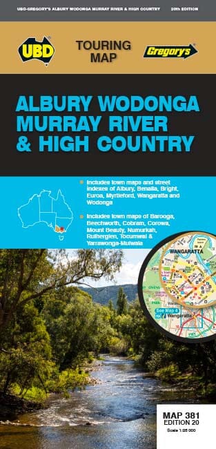 Plan & Carte régionale n° 381 - Albury, Wodonga, Murray River & High country (Victoria)| UBD Gregory's plan de ville UBD Gregory's