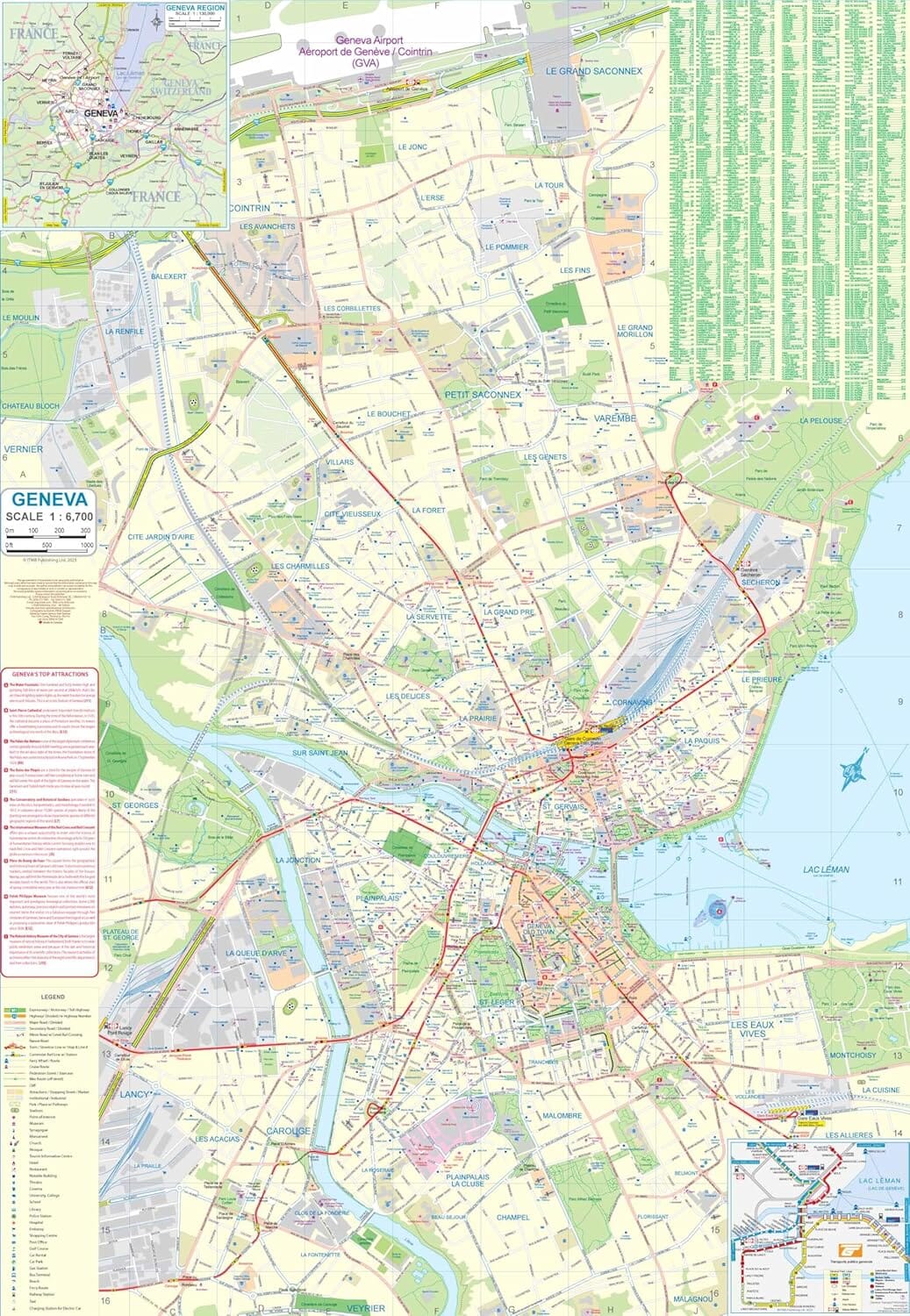 Plan de Genève & Carte de l'ouest de la Suisse | ITM carte routière ITM
