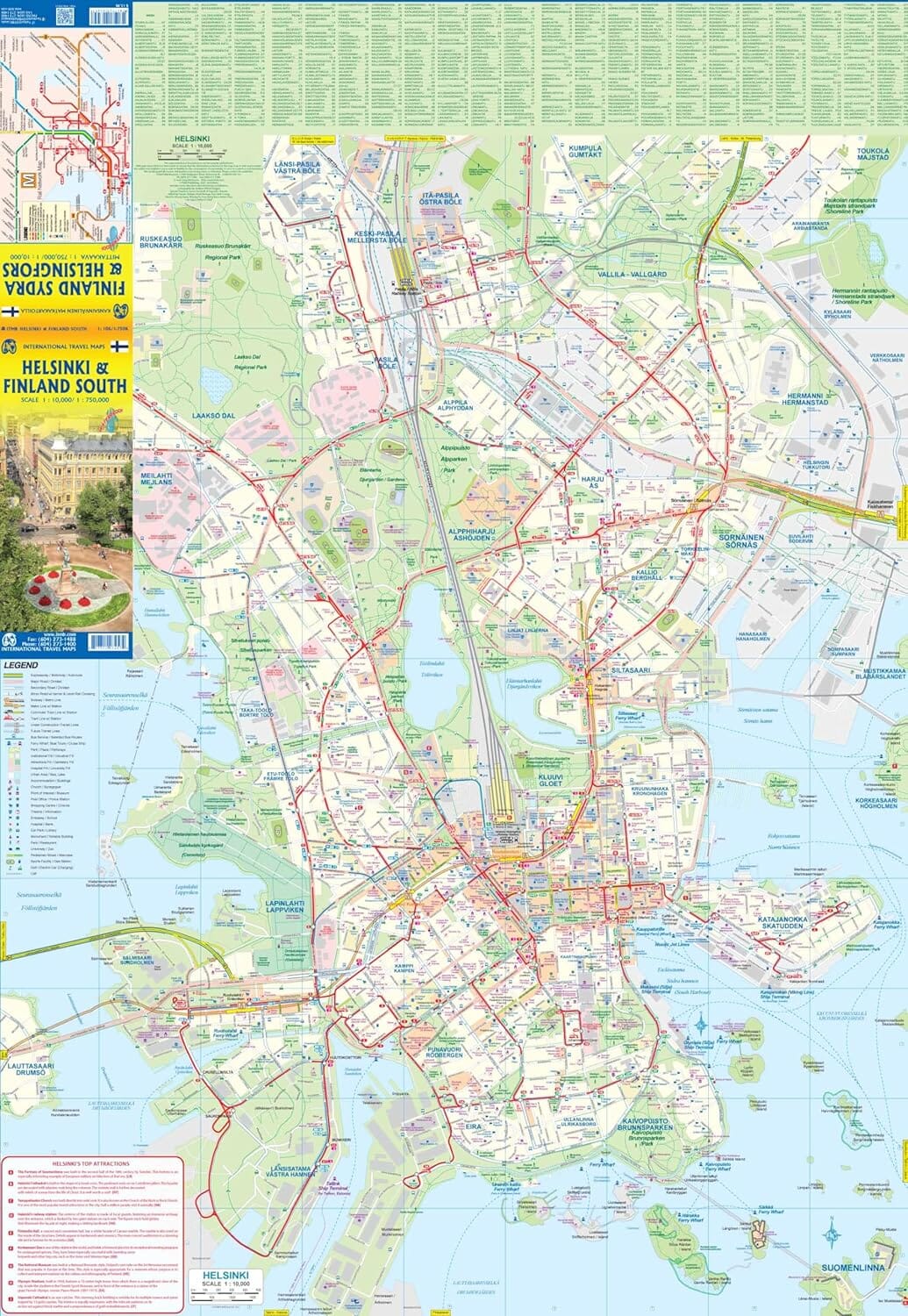Plan de Helsinki & Carte du sud de la Finlande | ITM carte routière ITM