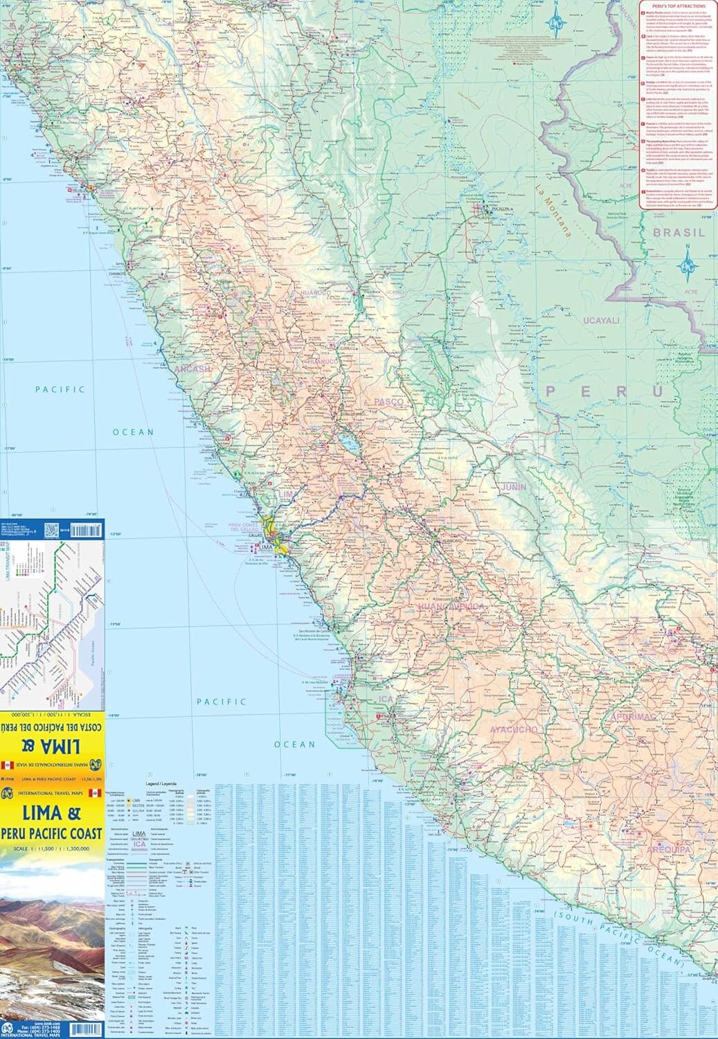 Plan de Lima & Carte de la côte pacifique du Pérou | ITM plan de ville ITM 