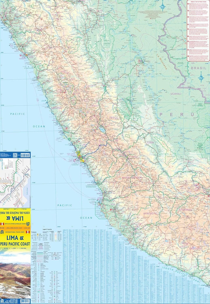 Plan de Lima & Carte de la côte pacifique du Pérou | ITM plan de ville ITM 