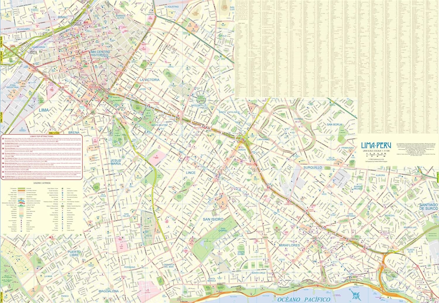 Plan de Lima & Carte de la côte pacifique du Pérou | ITM plan de ville ITM 