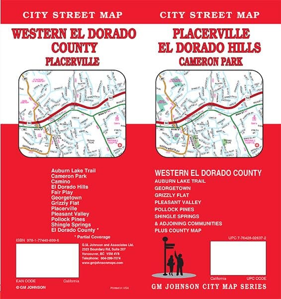 Plan de Placerville & ouest du comté d’El Dorado, Californie | GM Johnson plan de ville GM Johnson 