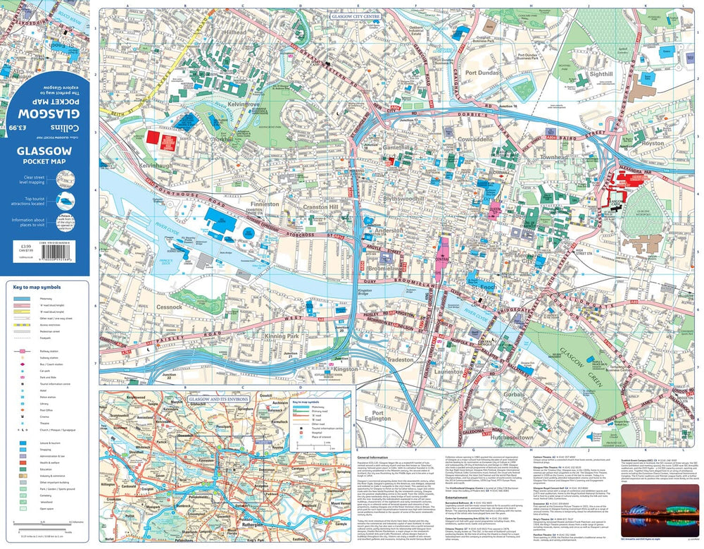 Plan de poche - Glasgow (Écosse) | Collins carte pliée Collins 