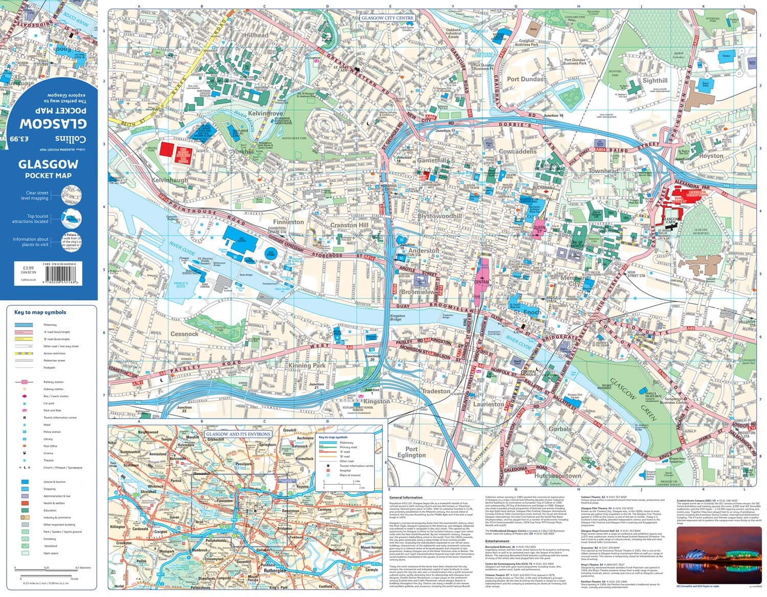 Plan de poche - Glasgow (Écosse) | Collins plan de ville Collins