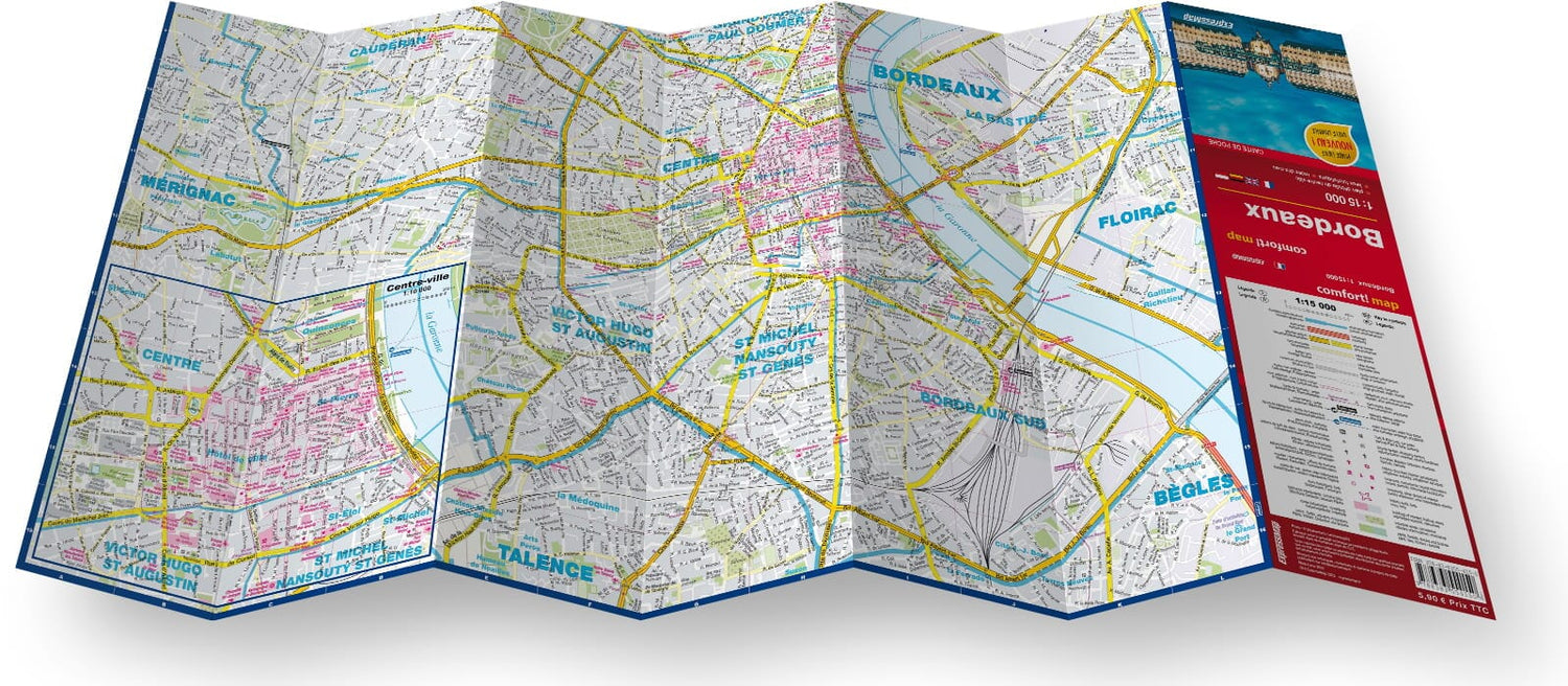 Plan de poche plastifié - Bordeaux mini | Express Map plan de ville Express Map