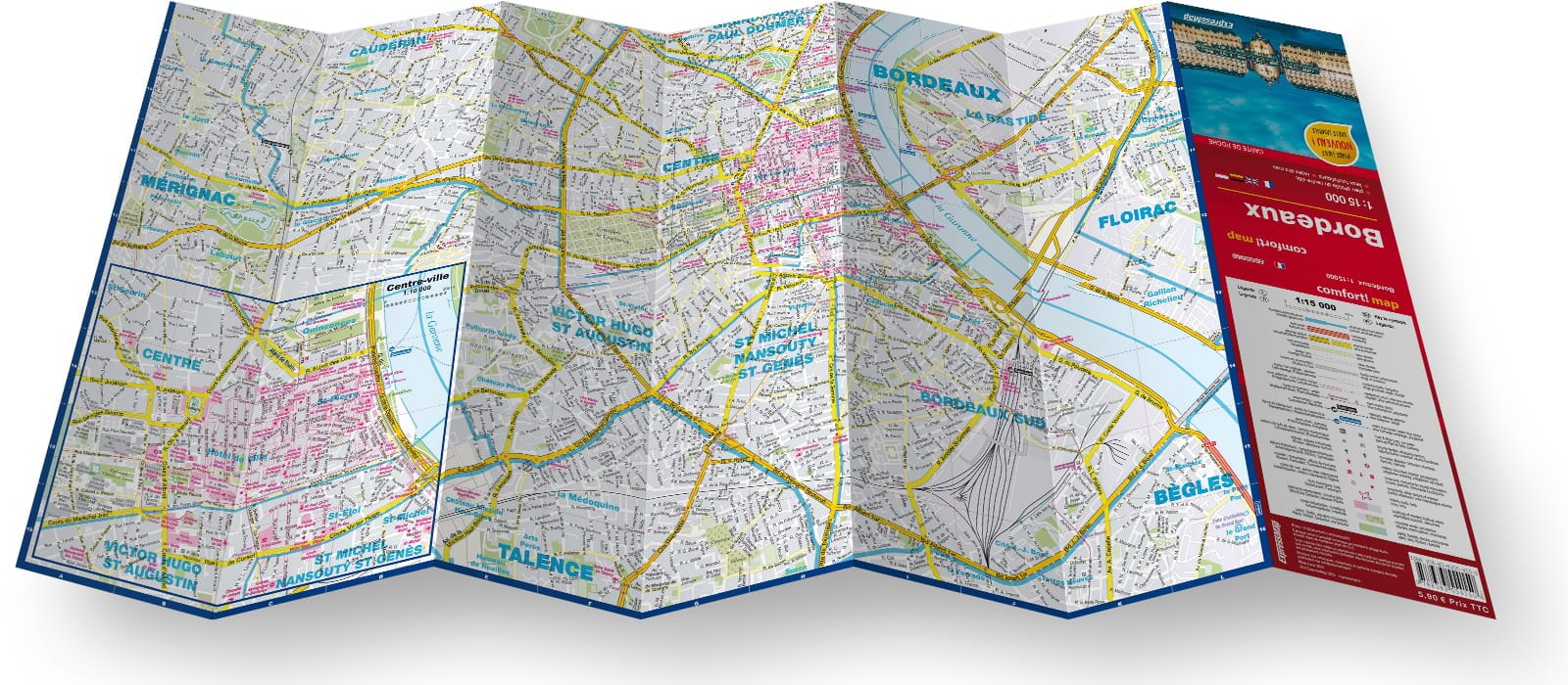 Plan de poche plastifié - Bordeaux mini | Express Map plan de ville Express Map