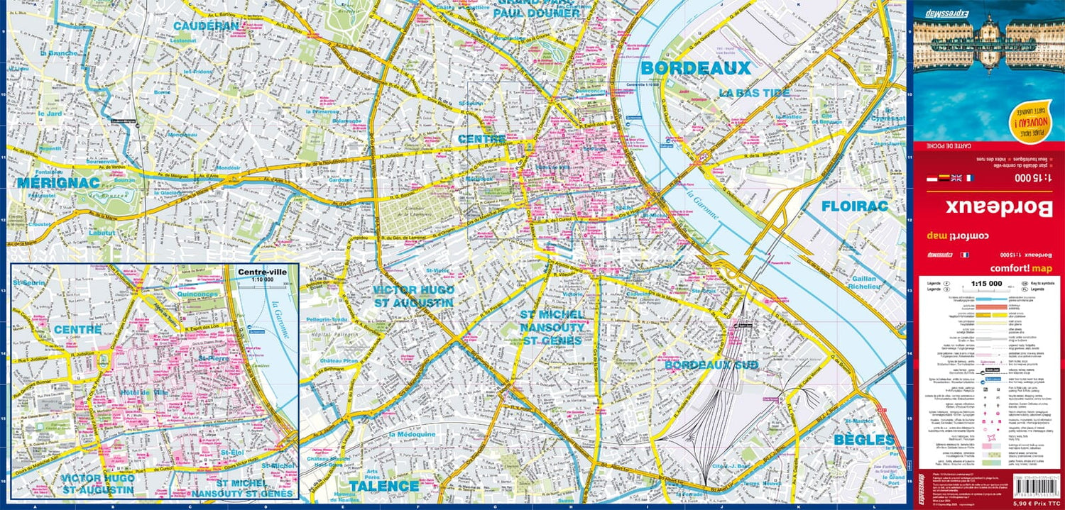 Plan de poche plastifié - Bordeaux mini | Express Map plan de ville Express Map