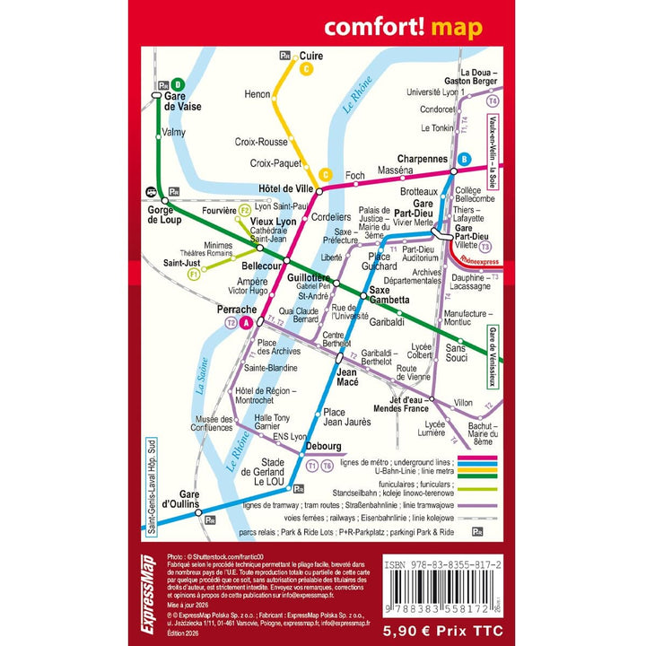 Plan de poche plastifié - Lyon | Express Map plan de ville Express Map 