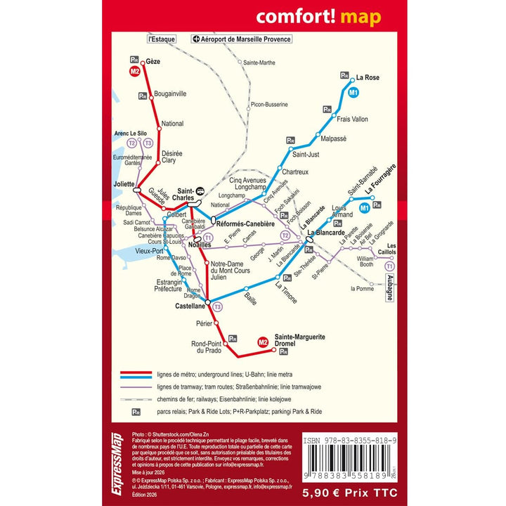 Plan de poche plastifié - Marseille | Express Map plan de ville Express Map 