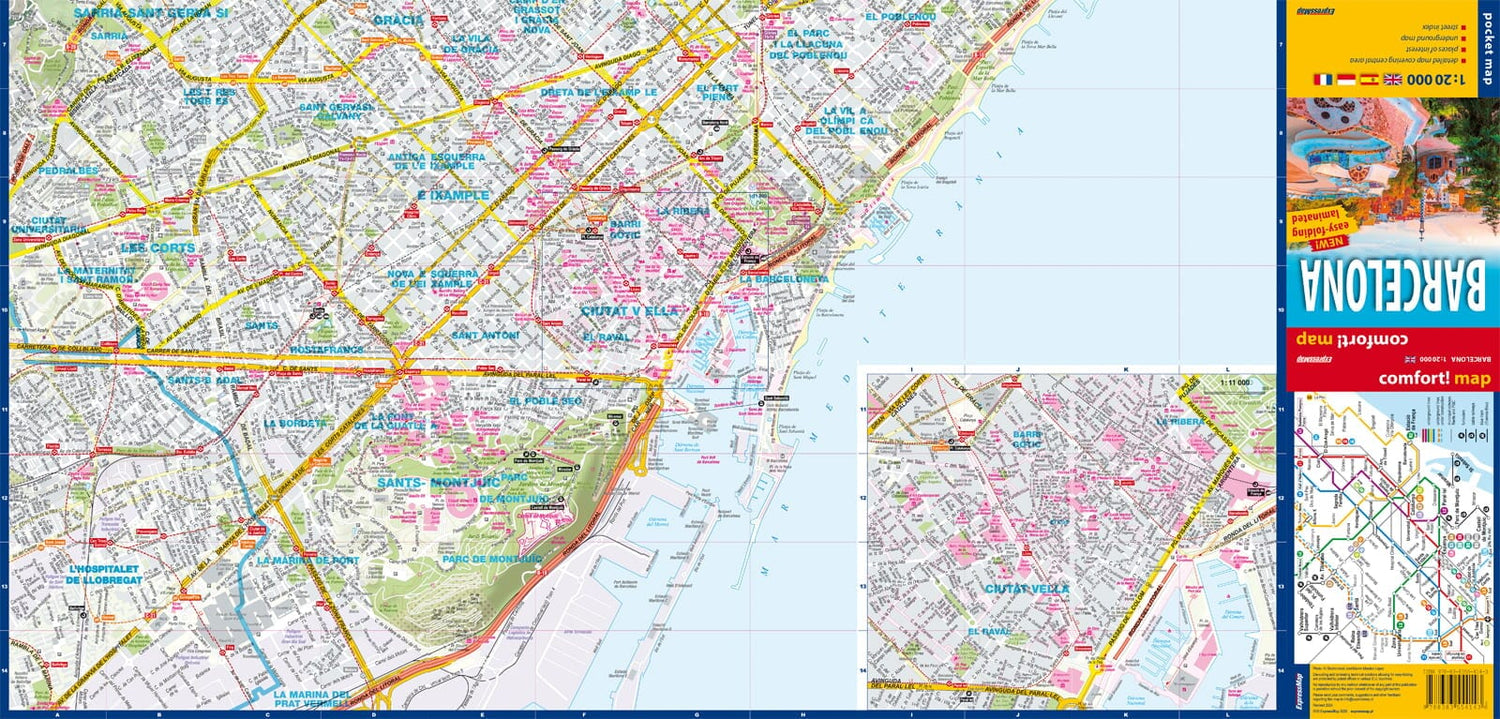 Plan de poche plastifié (mini) - Barcelone | Express Map plan de ville Express Map