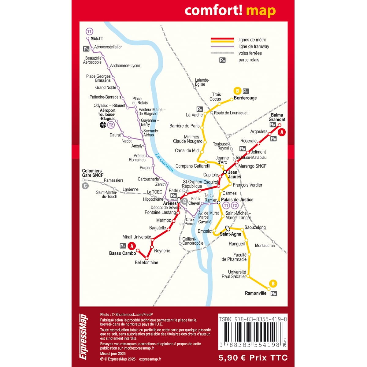 Plan de poche plastifié (mini) - Toulouse | Express Map plan de ville Express Map 