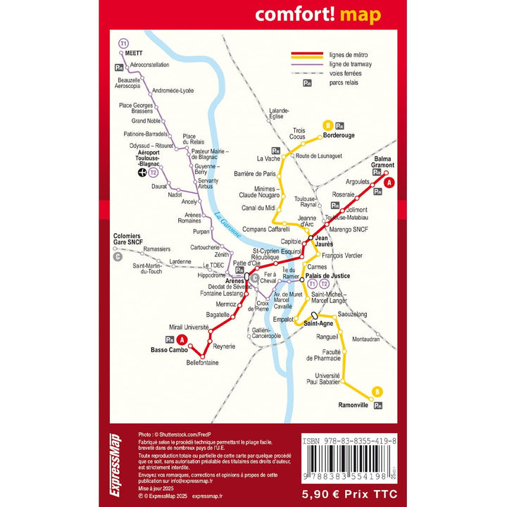 Plan de poche plastifié (mini) - Toulouse | Express Map plan de ville Express Map 