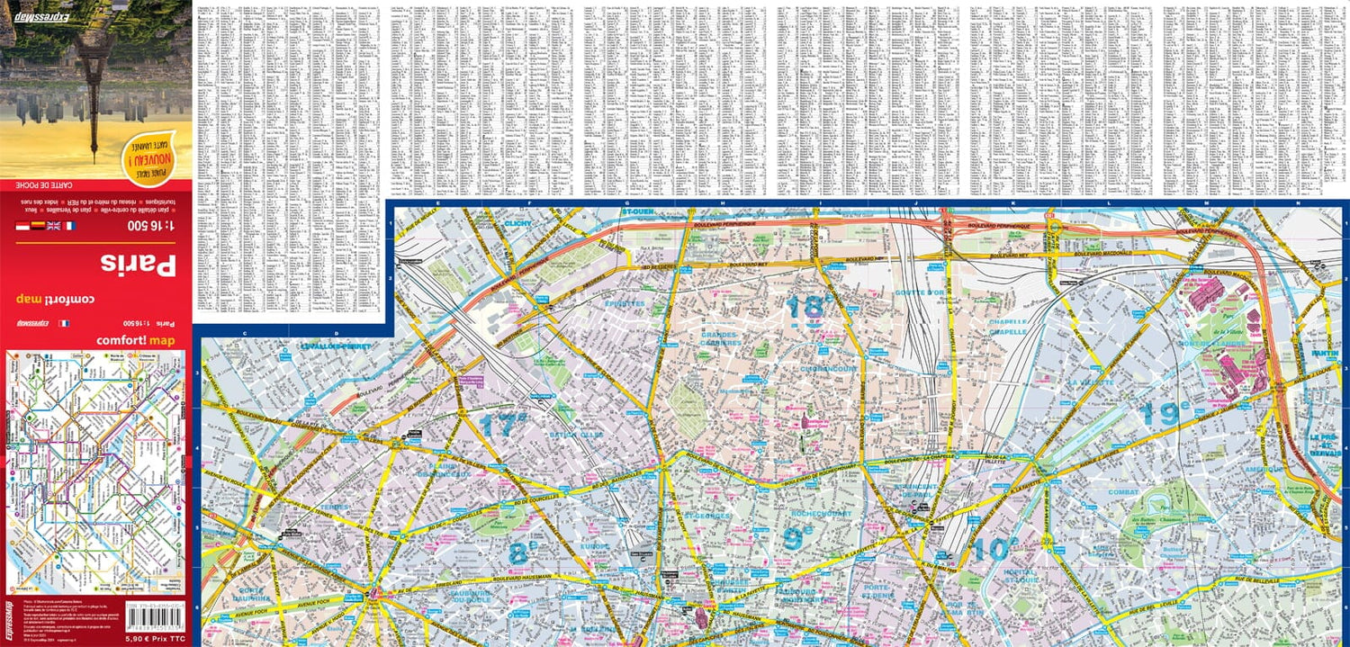 Plan de poche plastifié - Paris mini | Express Map plan de ville Express Map