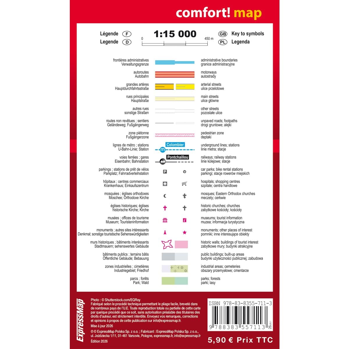 Plan de poche plastifié - Rennes mini | Express Map plan de ville Express Map 