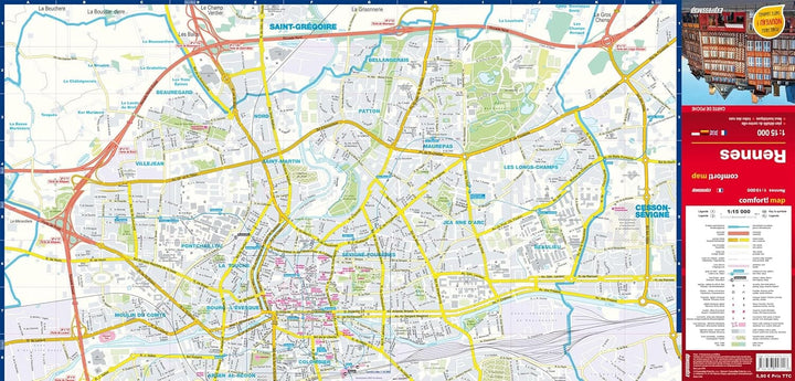 Plan de poche plastifié - Rennes mini | Express Map plan de ville Express Map 