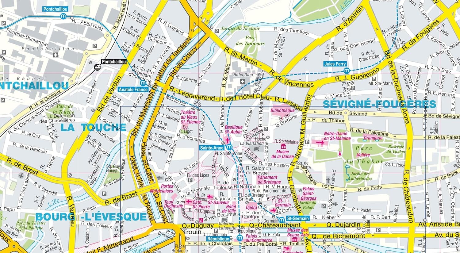 Plan de poche plastifié - Rennes mini | Express Map plan de ville Express Map 