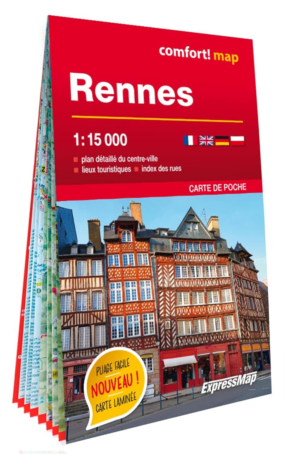 Plan de poche plastifié - Rennes mini | Express Map plan de ville Express Map 