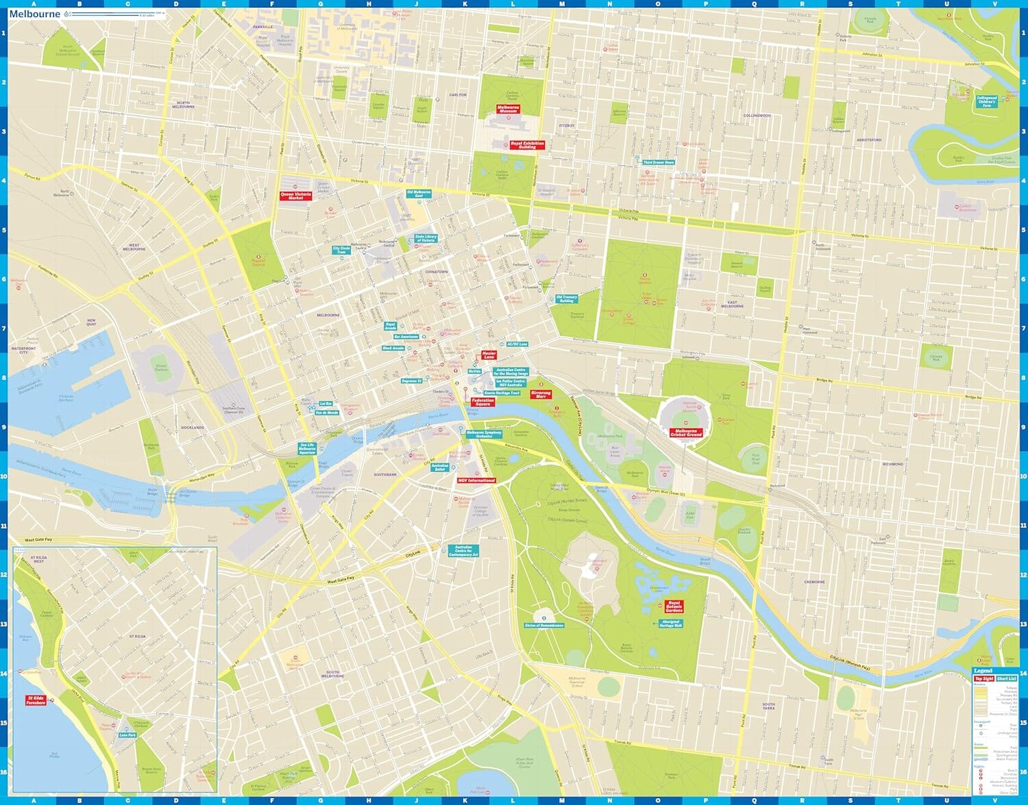 Plan de ville (en anglais) - Melbourne | Lonely Planet plan de ville Lonely Planet EN