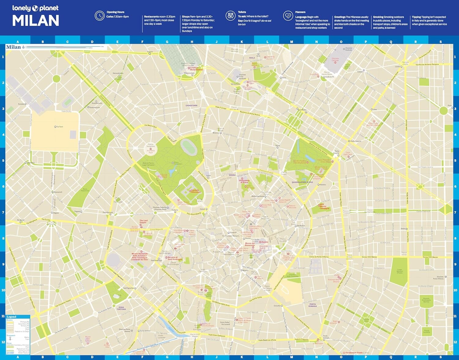 Plan de ville (en anglais) - Milan | Lonely Planet plan de ville Lonely Planet EN