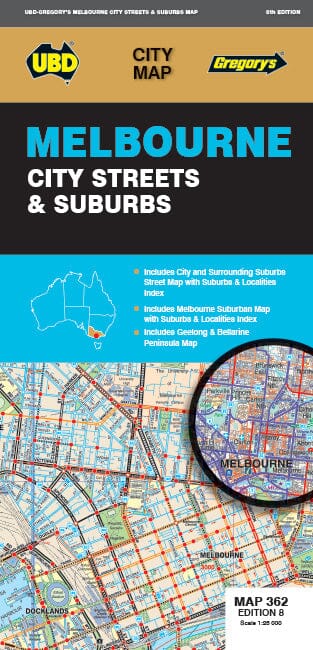 Plan de ville n° 362 - Melbourne City Streets & Suburbs | UBD Gregory's plan de ville UBD Gregory's