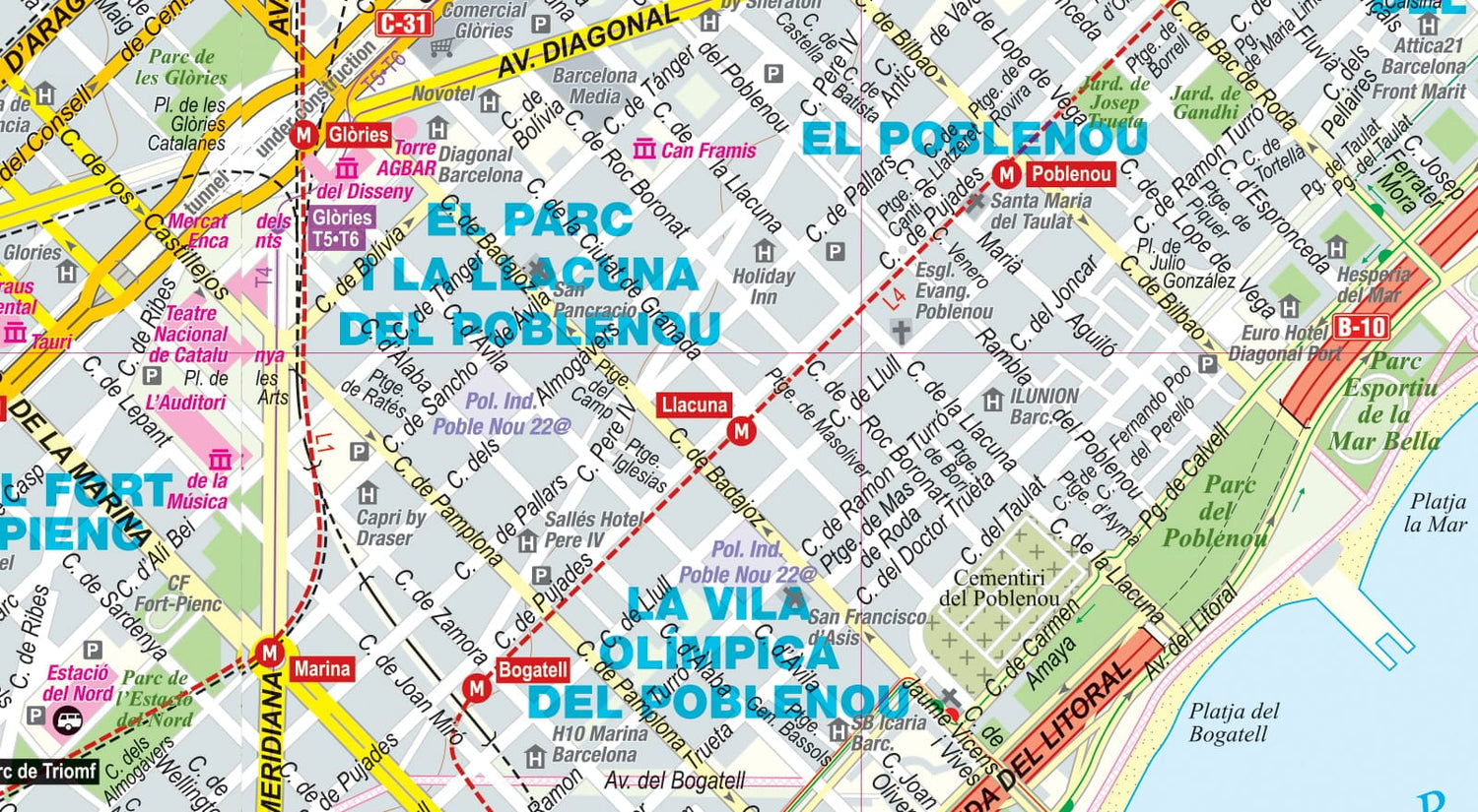 Plan de ville plastifié - Barcelone | Express Map plan de ville Express Map