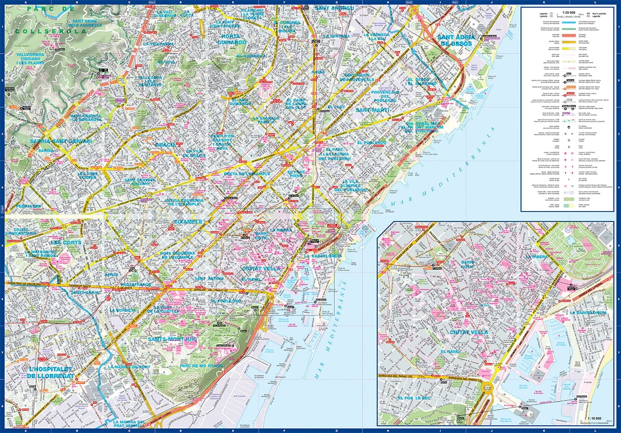 Plan de ville plastifié - Barcelone | Express Map plan de ville Express Map