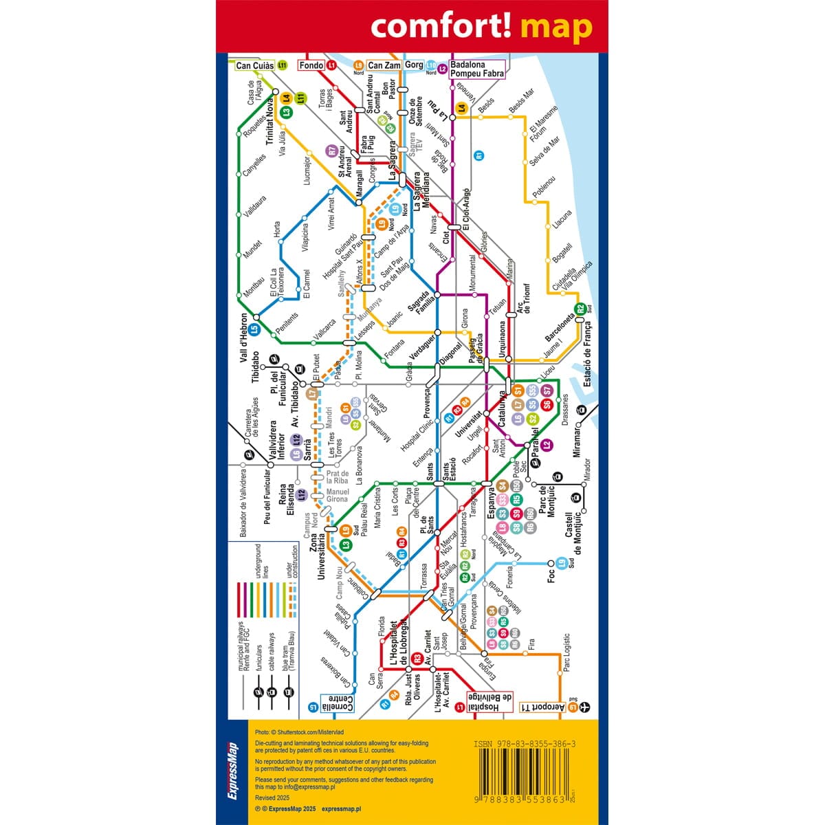 Plan de ville plastifié - Barcelone | Express Map plan de ville Express Map