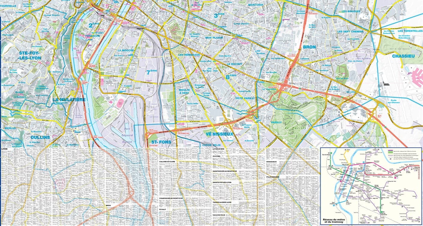 Plan de ville plastifié - Lyon | Express Map plan de ville Express Map