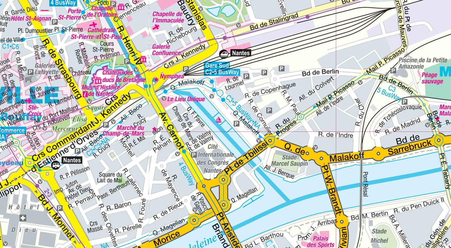 Plan de ville plastifié - Nantes | Express Map plan de ville Express Map