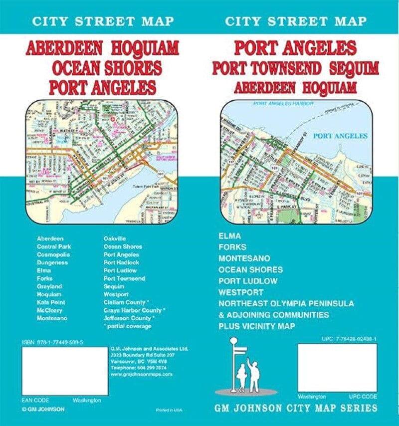 Plan de ville - Port Angeles, Port Townsend, Sequim, Aberdeen et Hoquiam (Washington) | GM Johnson carte pliée GM Johnson 