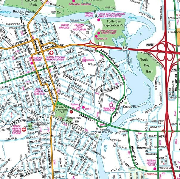 Plan de ville - Redding, Red Bluff, Orland, Willows (Californie) | GM Johnson plan de ville GM Johnson 