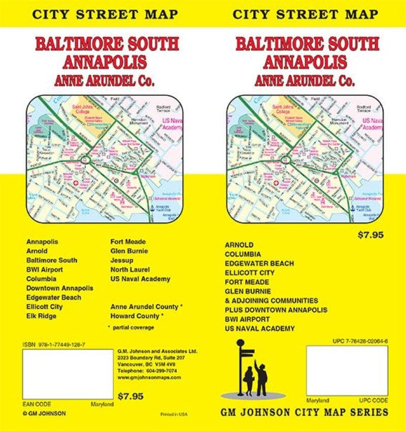 Plan des rues - Annapolis, Baltimore sud, Anne Arundel comté (Maryland) | GM Johnson plan de ville GM Johnson Default Title