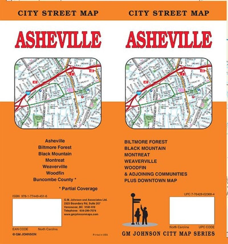 Plan des rues - Asheville (Caroline du Nord) | GM Johnson plan de ville GM Johnson Default Title