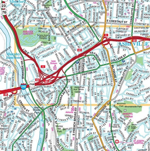 Plan des rues - Asheville (Caroline du Nord) | GM Johnson plan de ville GM Johnson 