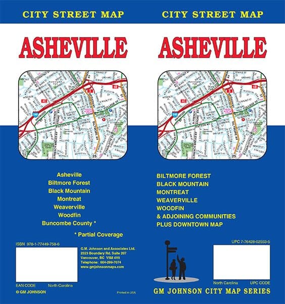 Plan des rues - Asheville (Caroline du Nord) | GM Johnson plan de ville GM Johnson 