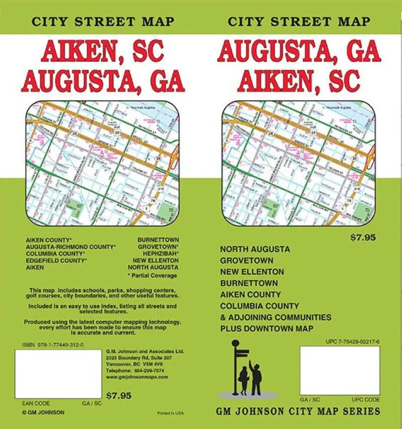 Plan des rues - Augusta (Géorgie), Aiken (Caroline du Sud) | GM Johnson plan de ville GM Johnson 