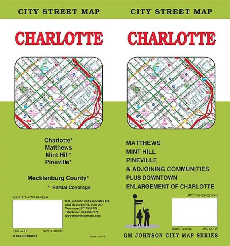Plan des rues - Charlotte, Caroline du Nord | GM Johnson plan de ville GM Johnson 