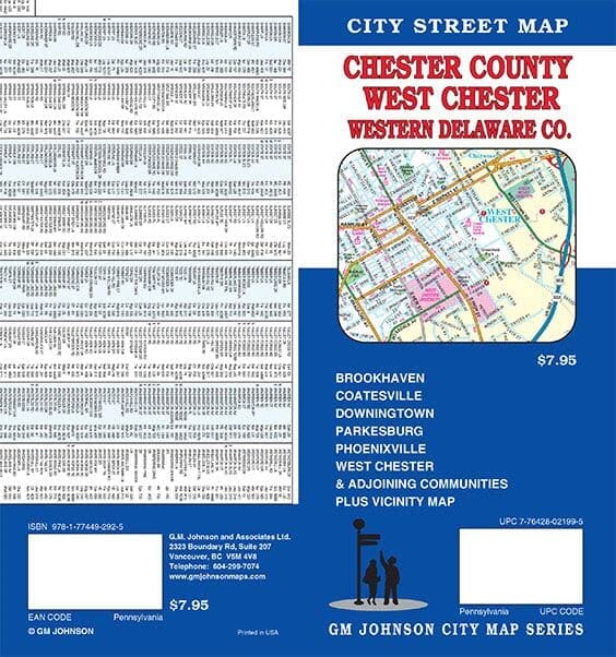 Plan des rues - Comté de Chester/comté de l'ouest du Delaware (Pennsylvanie) | GM Johnson plan de ville GM Johnson