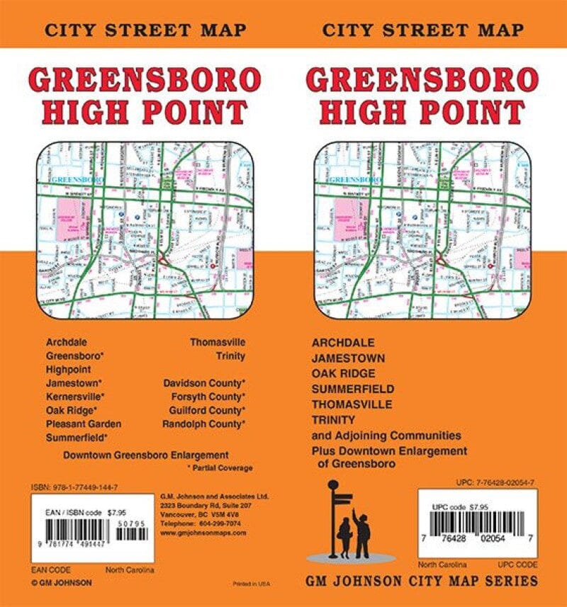 Plan des rues - Greensboro, High Point, Caroline du Nord | GM Johnson plan de ville GM Johnson Default Title