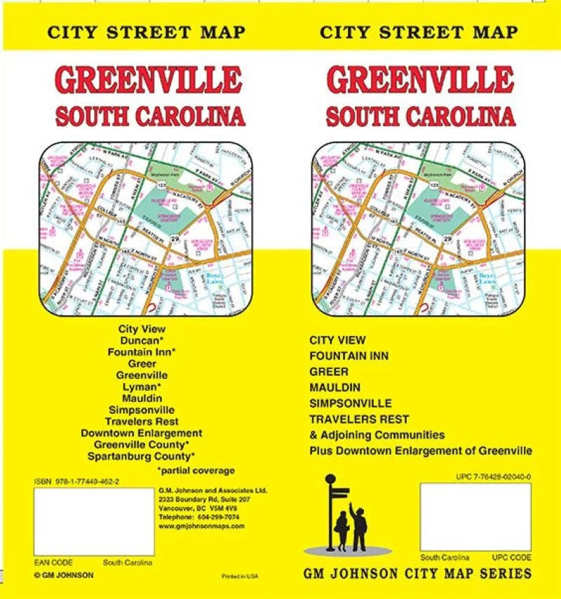 Plan des rues - Greenville, Caroline du Sud | GM Johnson plan de ville GM Johnson 