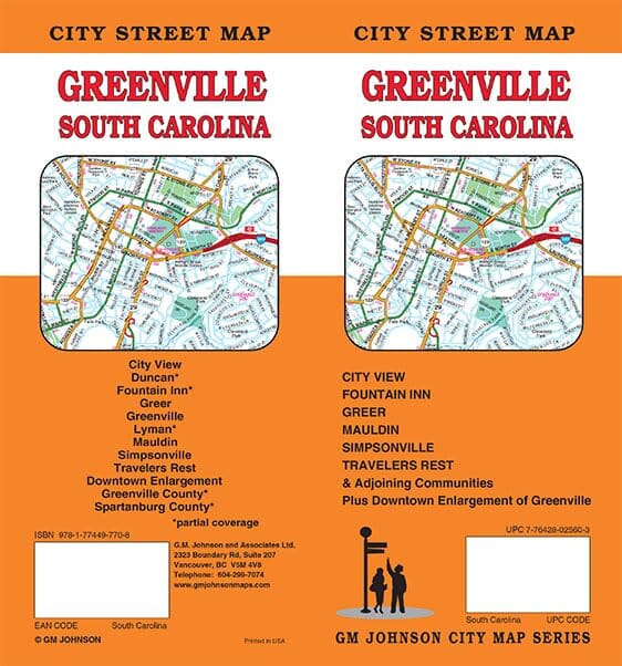 Plan des rues - Greenville, Caroline du Sud | GM Johnson plan de ville GM Johnson 