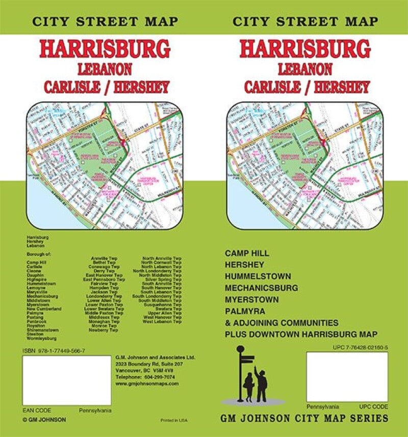 Plan des rues - Harrisburg, Liban, Carlisle, Pennsylvanie | GM Johnson plan de ville GM Johnson Default Title