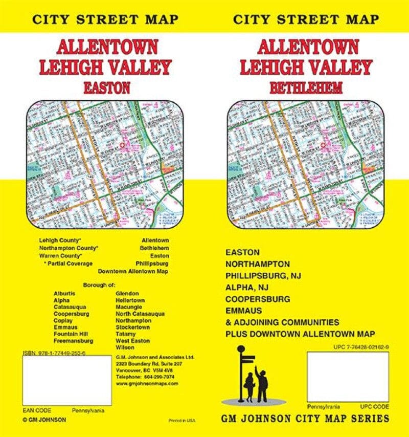 Plan des rues - Lehigh Valley, Allentown, Bethléem, Easton (Pennsylvanie) | GM Johnson plan de ville GM Johnson Default Title