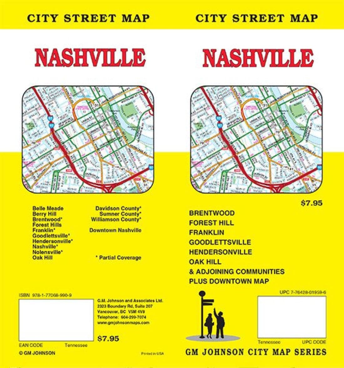 Plan des rues - Nashville, Tennessee | GM Johnson plan de ville GM Johnson Default Title